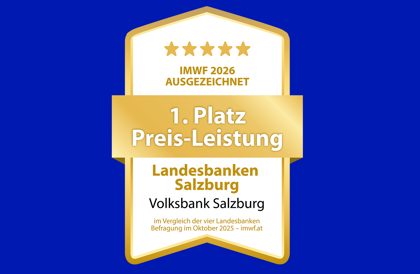 Siegel 1. Platz Preis Leistung mit blauem Hintergrund