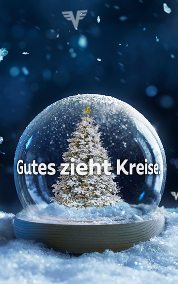 Weihnachtskugel und Schnee im Volksbank Design