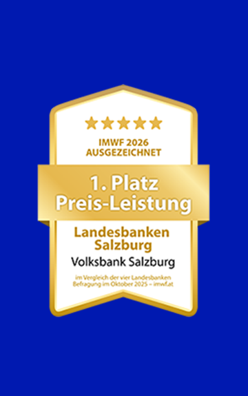 Siegel Preis-Leistung mit blauem Hintergrund